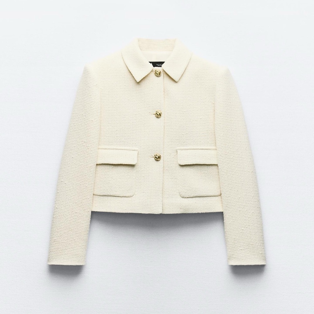 ZARA TEXTURED SHORT BLAZER🩵 - Picture 2 of 4